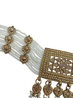 Thumbnail for Jewel City Traditional Ethnic Antique Gold-Plated Pearl Bridal Choker Set with Earrings, Maang Tikka
