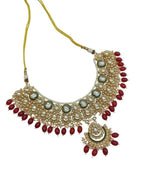 Thumbnail for Jewel City Bridal Beaded Kundan Choker Necklace Set - Traditional Gold-Plated Indian Wedding Jewelry