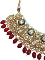 Thumbnail for Jewel City Bridal Beaded Kundan Choker Necklace Set - Traditional Gold-Plated Indian Wedding Jewelry