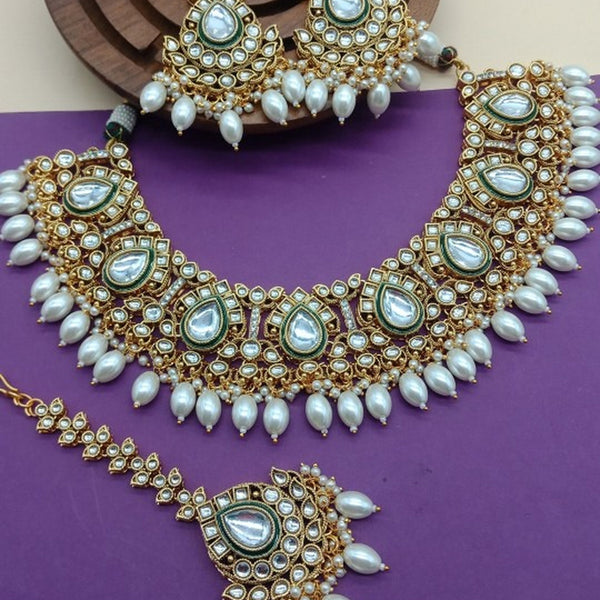 Jewel City Indian Kundan Pearl Jewelry Set Traditional Indian Bridal Necklace Gold-Plated Handcrafted Ethnic Jewelry Set