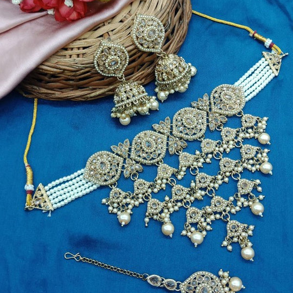 Jewel City Traditional Kundan Choker Necklace Set with Earrings & Maang Tikka – Handcrafted Bridal Jewelry for Weddings & Festivals - Distacart