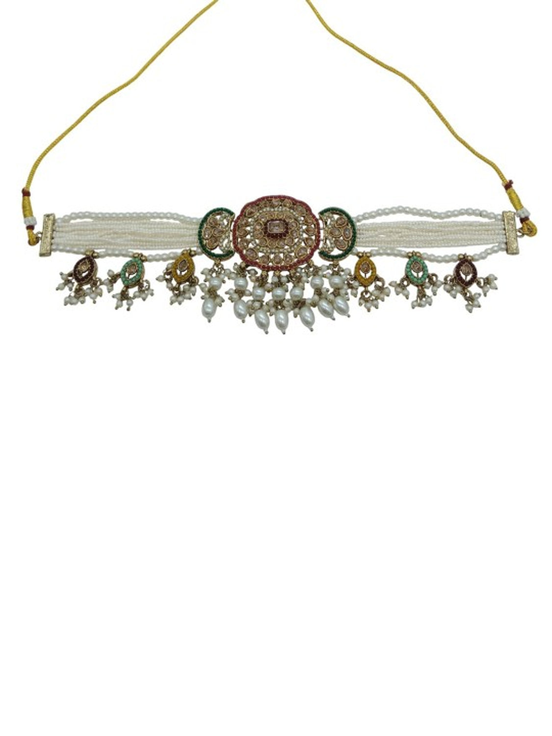 Jewel City Gold-Plated Choker Necklace Set with Earrings & Maang Tikka – Ethnic Bridal Jewelry for Weddings, Festivals & Parties