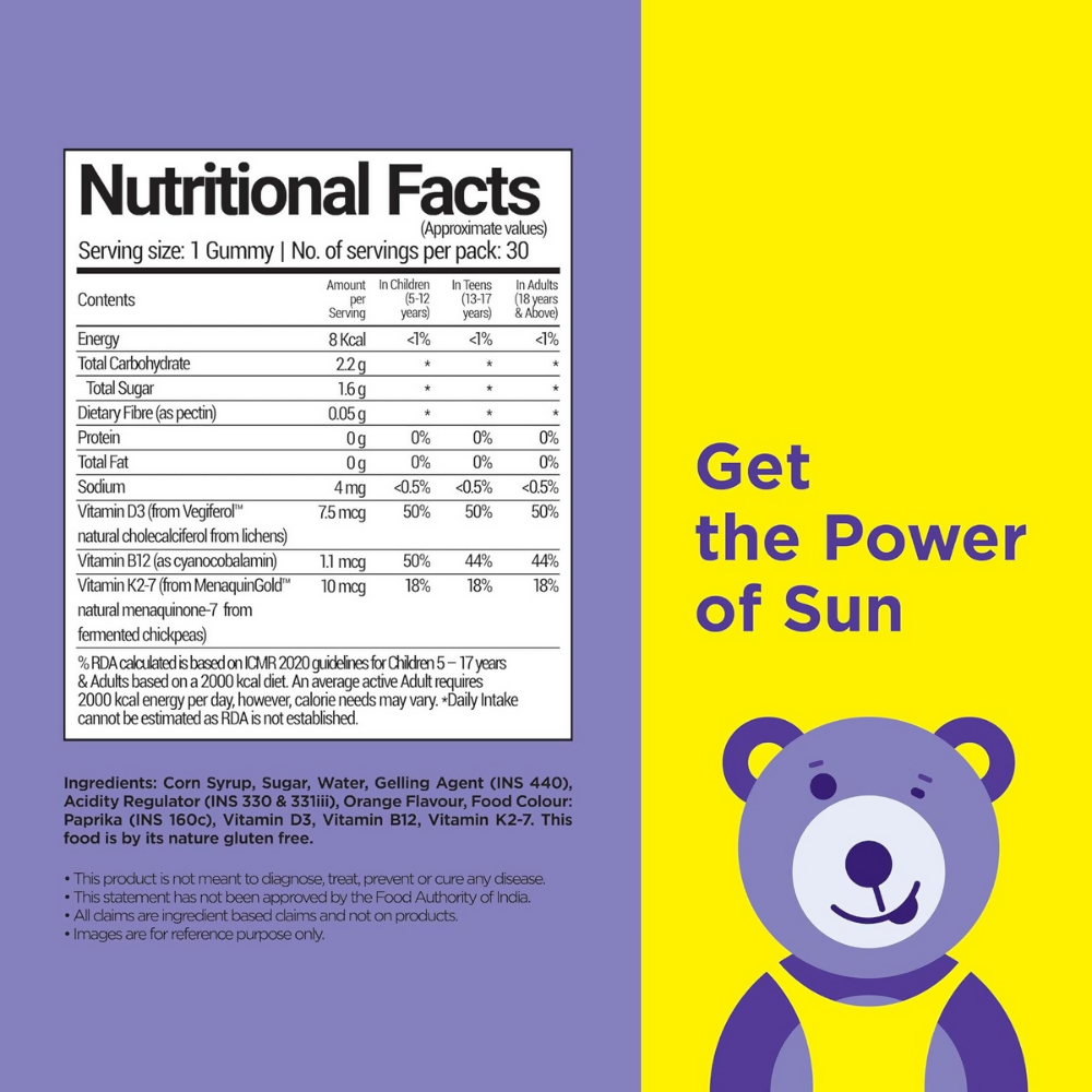 NutriBears Kids Vitamin D3,K2 & B12 Gummies - Dista