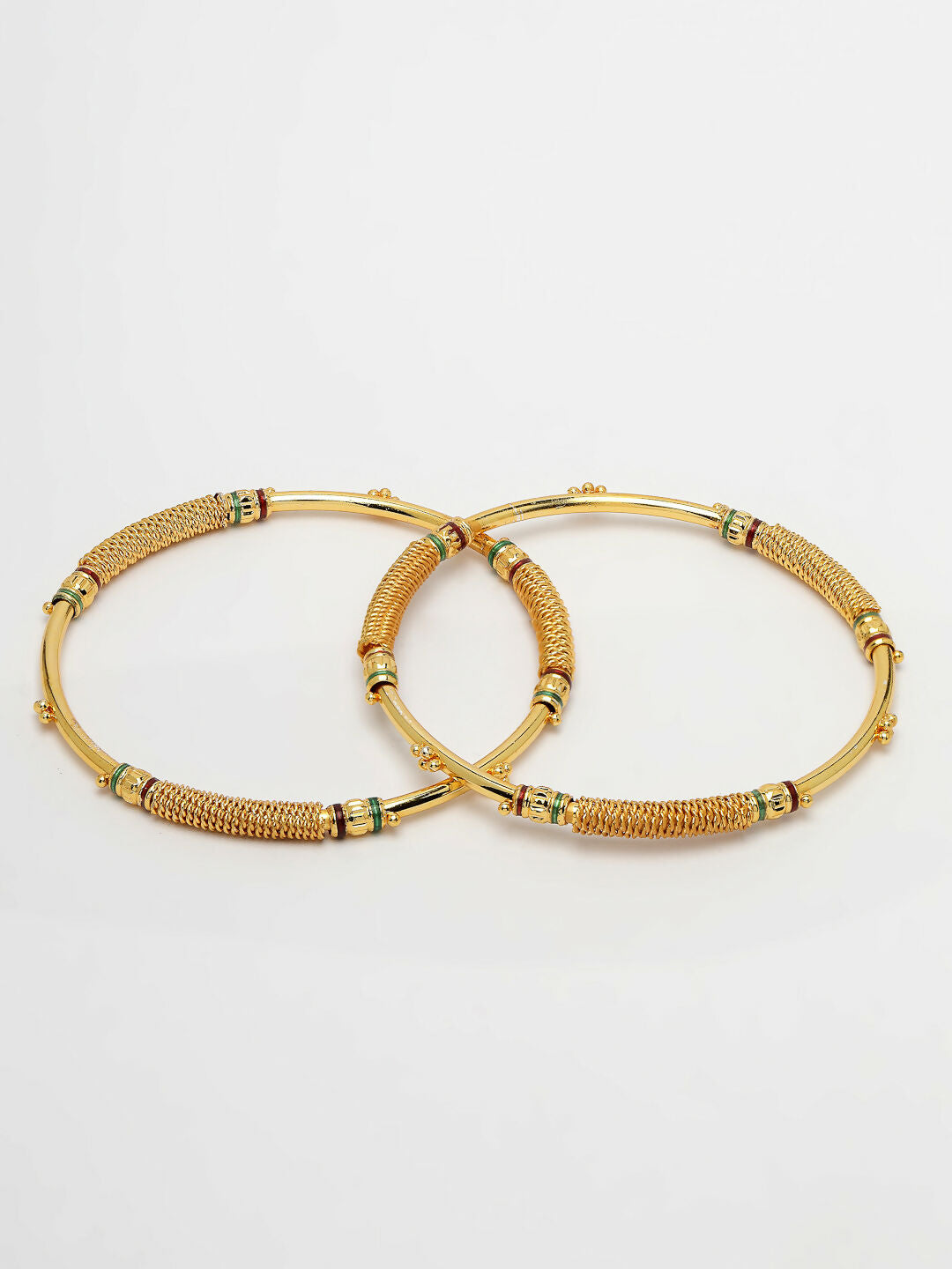 NVR Women's Set of 2 Gold-Plated Handcrafted Traditional Bangles - Distacart