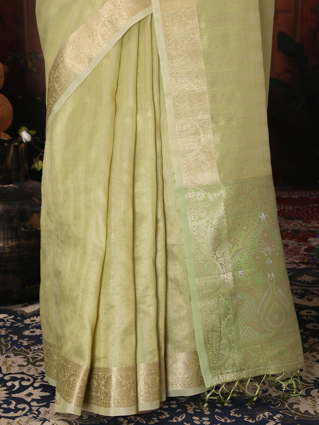 Shree Shyam Fashion Organza Mhendi Green Saree - Distacart