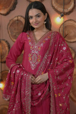 Thumbnail for Joban Fashion Pink Silk Embroidered Kurti Set - Distacart