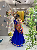 Thumbnail for Malishka Rayon With Gamthi Work Navratri Special Lehenga Choli Set - Blue - Distacart