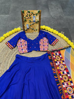 Thumbnail for Malishka Rayon With Gamthi Work Navratri Special Lehenga Choli Set - Blue - Distacart