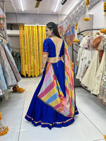 Thumbnail for Malishka Rayon With Gamthi Work Navratri Special Lehenga Choli Set - Blue - Distacart