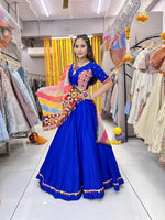 Thumbnail for Malishka Rayon With Gamthi Work Navratri Special Lehenga Choli Set - Blue - Distacart