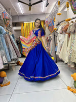 Thumbnail for Malishka Rayon With Gamthi Work Navratri Special Lehenga Choli Set - Blue - Distacart