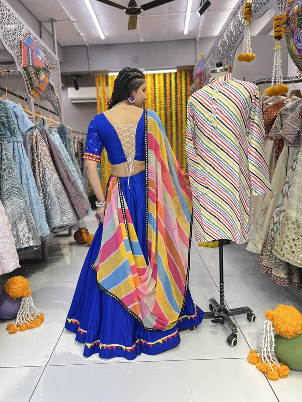 Malishka Rayon With Gamthi Work Navratri Special Lehenga Choli Set - Blue - Distacart