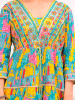 Thumbnail for Embroidered & Printed Multicoloured Flared Kurta With Pant & Dupatta Premium Luxury, Multicolor - Hiral Fashion - Distacart