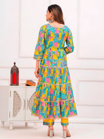 Thumbnail for Embroidered & Printed Multicoloured Flared Kurta With Pant & Dupatta Premium Luxury, Multicolor - Hiral Fashion - Distacart