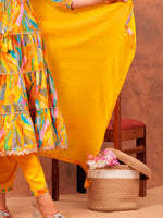 Thumbnail for Embroidered & Printed Multicoloured Flared Kurta With Pant & Dupatta Luxury Premium, Yellow - Hiral Fashion - Distacart