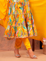 Thumbnail for Embroidered & Printed Multicoloured Flared Kurta With Pant & Dupatta Luxury Premium, Yellow - Hiral Fashion - Distacart