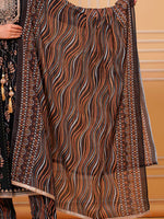 Thumbnail for Embroidered & Leaf Printed Flared Kurta With Pant & Dupatta Luxury Premium, Black - Hiral Fashion - Distacart