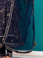 Thumbnail for Embroidered & Bandhani Printed Kurta With Pant & Dupatta, Navy Blue - Hiral Fashion - Distacart