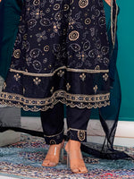 Thumbnail for Embroidered & Bandhani Printed Kurta With Pant & Dupatta, Navy Blue - Hiral Fashion - Distacart