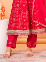 Thumbnail for Embroidered & Bandhani Printed Kurta With Pant & Dupatta, Pink - Hiral Fashion - Distacart