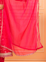 Thumbnail for Embroidered & Bandhani Printed Kurta With Pant & Dupatta, Pink - Hiral Fashion - Distacart