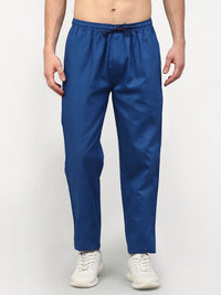 Thumbnail for Jainish Men's Cotton Solid Track Pants - Blue - Distacart