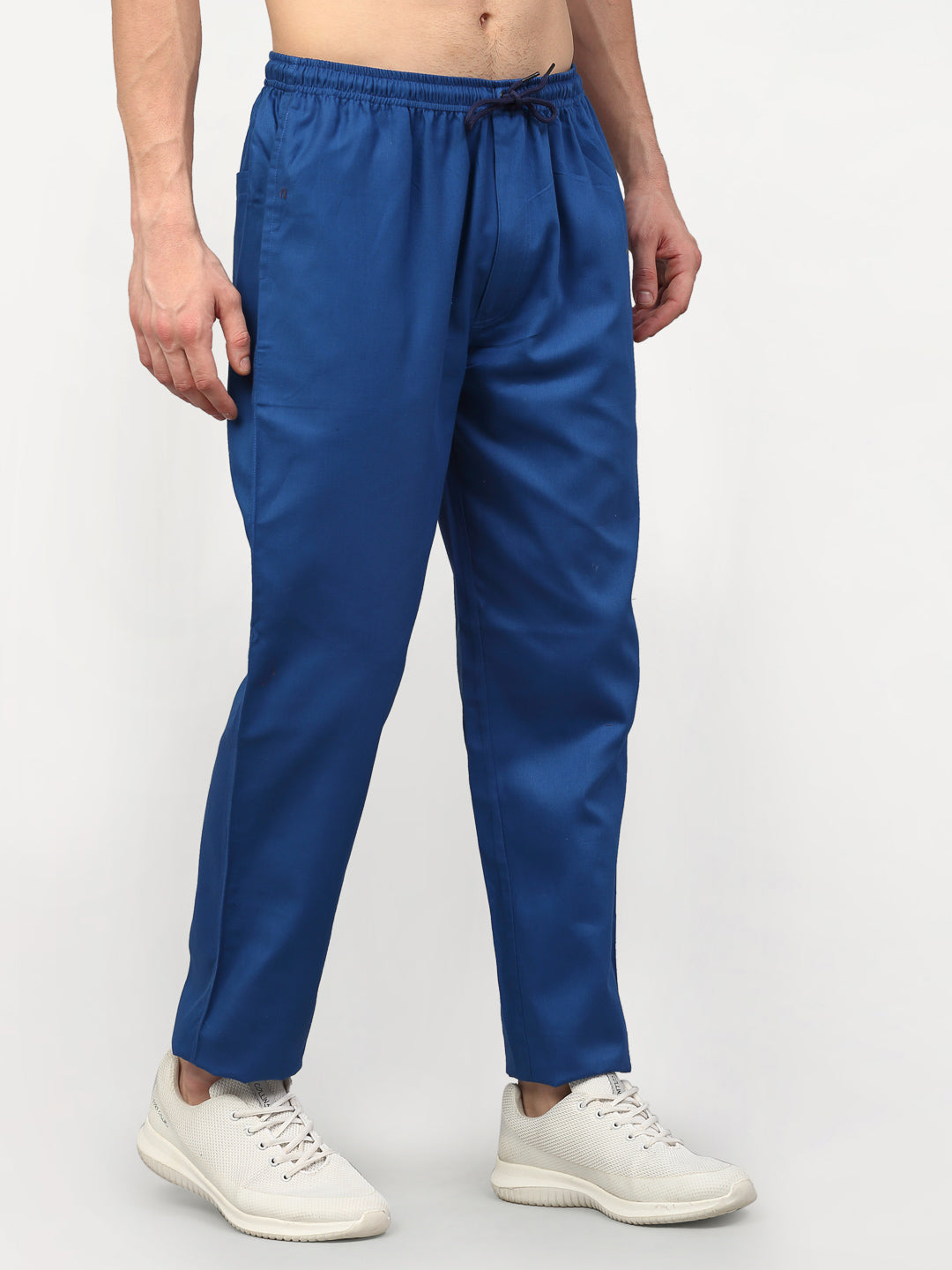 Jainish Men's Cotton Solid Track Pants - Blue - Distacart