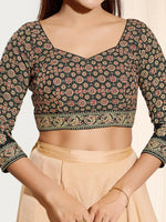 Thumbnail for Joban Fashion Black Cotton Padded Blouse With Sweetheart Neck Elbow Sleeves - Distacart