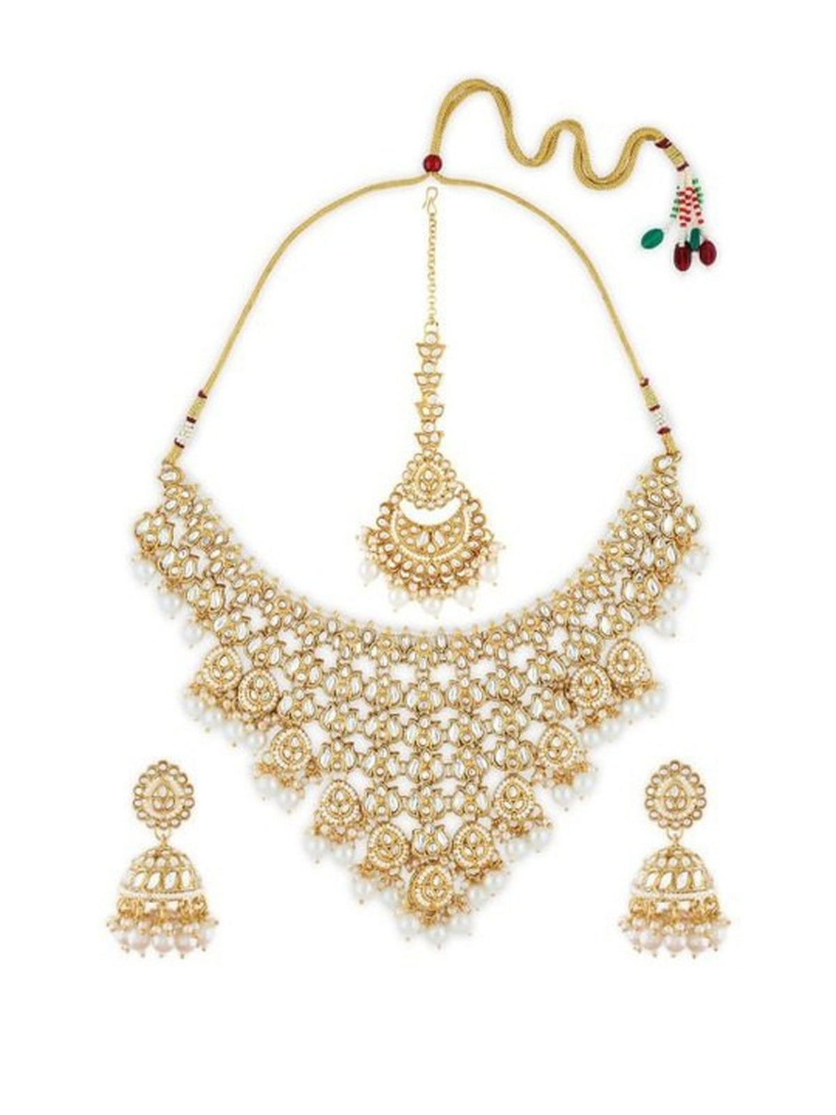 Jewel City Bridal Kundan Gold-Plated Choker Necklace Set with Jhumka Earrings for Women & Girls – Traditional Indian Wedding Jewelry with Pearls - Distacart