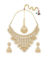 Thumbnail for Jewel City Bridal Kundan Gold-Plated Choker Necklace Set with Jhumka Earrings for Women & Girls – Traditional Indian Wedding Jewelry with Pearls - Distacart