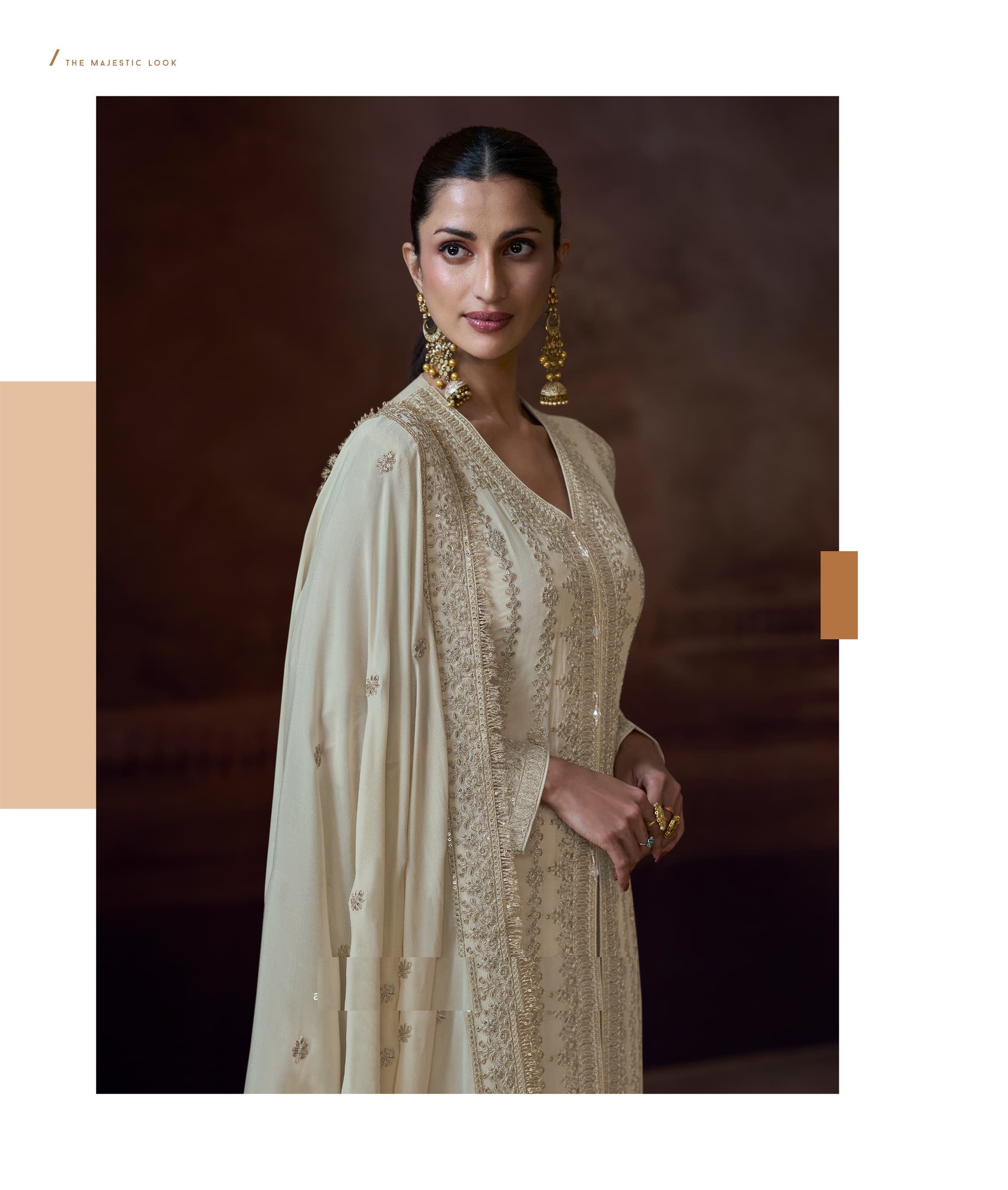 Aarshi Fashions Ivory Chinon Silk Suit