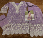 Thumbnail for Aarshi Fashions Shimmer Silk Heavy Embroidered Lilac Wedding Palazzo Sets