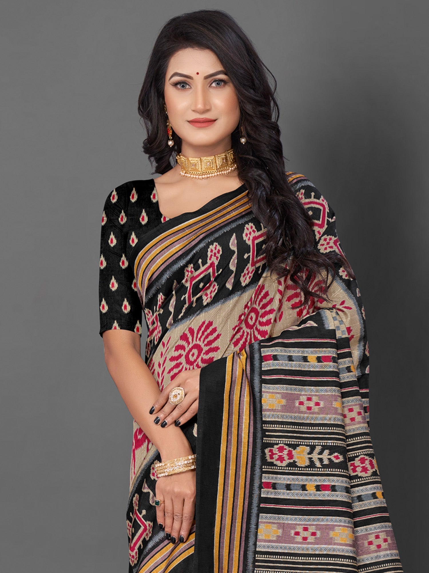 NOZ2TOZ Women's Bhagalpuri Silk Beige Printed Designer Saree With Blouse Piece - Distacart