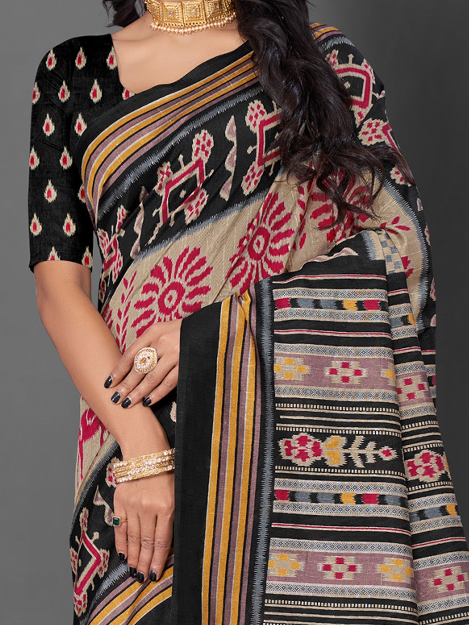 NOZ2TOZ Women's Bhagalpuri Silk Beige Printed Designer Saree With Blouse Piece - Distacart