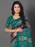 Thumbnail for NOZ2TOZ Women's Bhagalpuri Silk Navy Blue Printed Designer Saree With Blouse Piece - Distacart