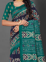 Thumbnail for NOZ2TOZ Women's Bhagalpuri Silk Navy Blue Printed Designer Saree With Blouse Piece - Distacart