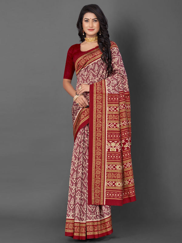 NOZ2TOZ Women's Bhagalpuri Silk Mauve Printed Designer Saree With Blouse Piece - Distacart