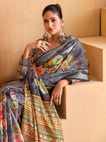 Thumbnail for NOZ2TOZ Women's Tussar Silk Grey Woven Design Designer Saree With Blouse Piece - Distacart