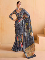 Thumbnail for NOZ2TOZ Women's Tussar Silk Grey Woven Design Designer Saree With Blouse Piece - Distacart