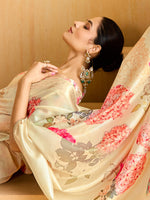 Thumbnail for NOZ2TOZ Women's Tussar Silk Cream Woven Design Designer Saree With Blouse Piece - Distacart