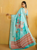 Thumbnail for NOZ2TOZ Women's Tussar Silk Light Blue Woven Design Designer Saree With Blouse Piece - Distacart