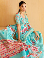 Thumbnail for NOZ2TOZ Women's Tussar Silk Light Blue Woven Design Designer Saree With Blouse Piece - Distacart