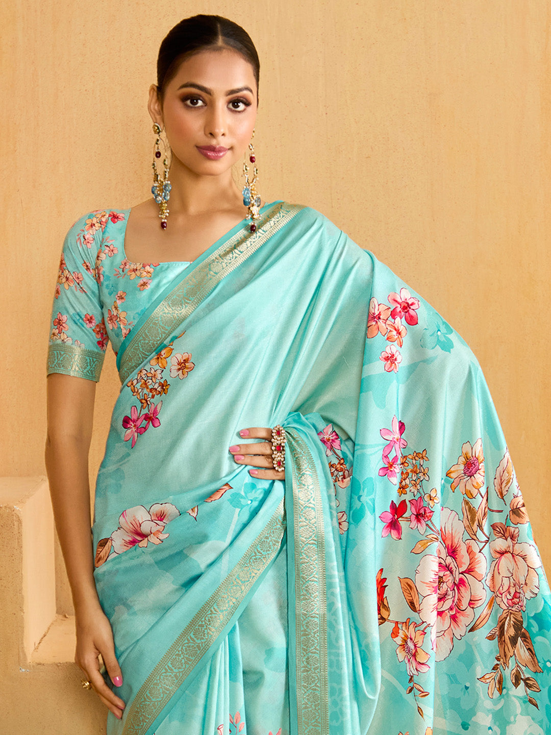 NOZ2TOZ Women's Tussar Silk Light Blue Woven Design Designer Saree With Blouse Piece - Distacart