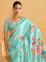 Thumbnail for NOZ2TOZ Women's Tussar Silk Light Blue Woven Design Designer Saree With Blouse Piece - Distacart