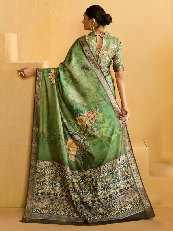 NOZ2TOZ Women's Tussar Silk Light Green Woven Design Designer Saree With Blouse Piece - Distacart