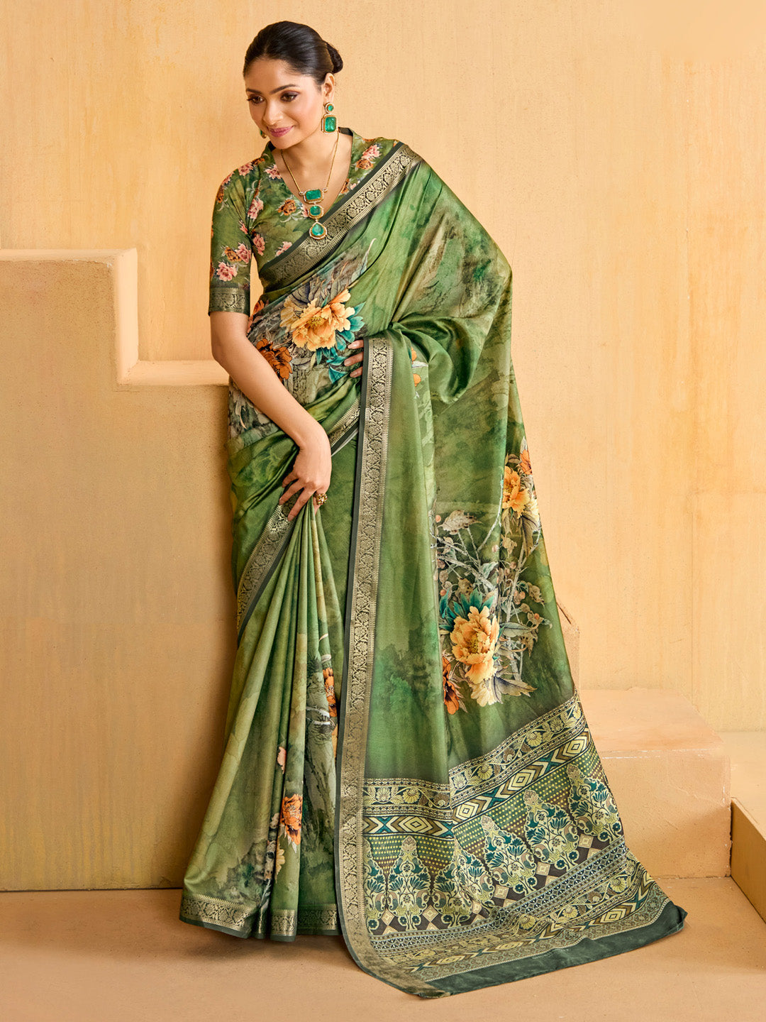 NOZ2TOZ Women's Tussar Silk Light Green Woven Design Designer Saree With Blouse Piece - Distacart