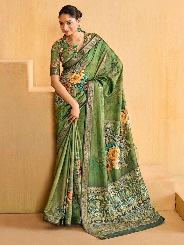 NOZ2TOZ Women's Tussar Silk Light Green Woven Design Designer Saree With Blouse Piece - Distacart