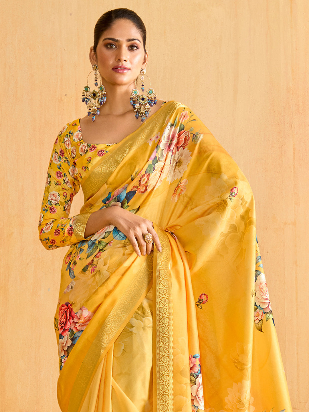 NOZ2TOZ Women's Tussar Silk Yellow Woven Design Designer Saree With Blouse Piece - Distacart