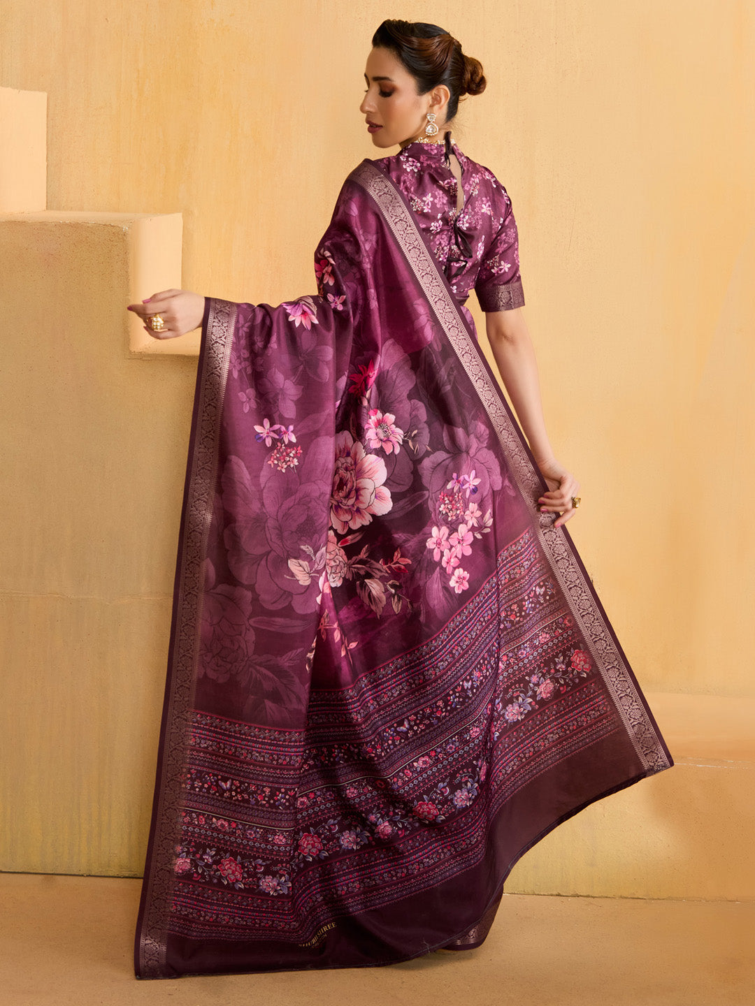 NOZ2TOZ Women's Tussar Silk Magenta Woven Design Designer Saree With Blouse Piece - Distacart