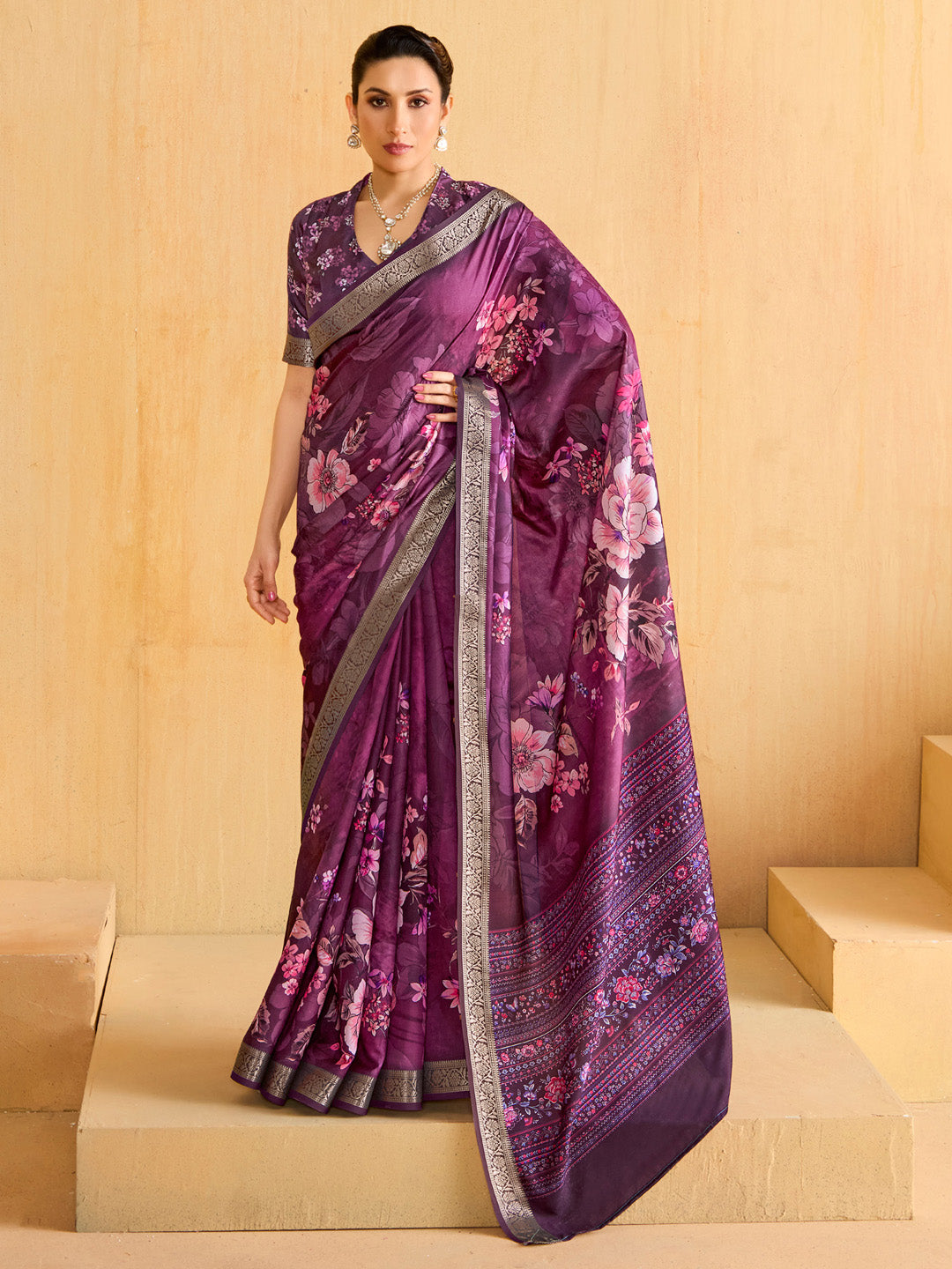 NOZ2TOZ Women's Tussar Silk Magenta Woven Design Designer Saree With Blouse Piece - Distacart